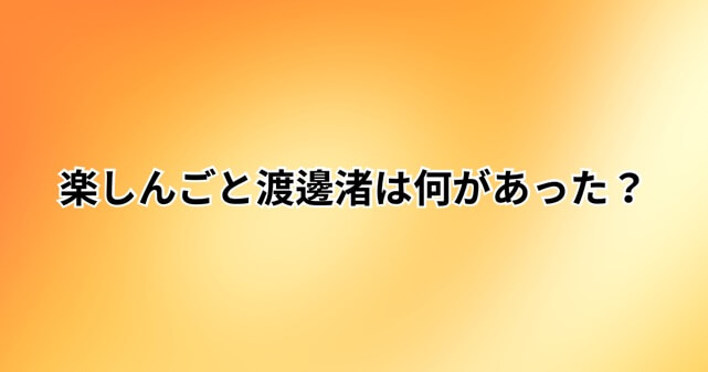 楽しんごと渡邊渚は何があった？「意識戻らないといいけど」投稿や収録トラブルを時系列で解説