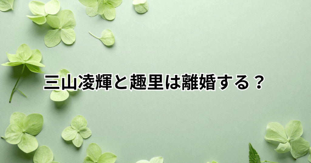三山凌輝と趣里は離婚する？「離婚する」発言報道や現在の夫婦関係を調査